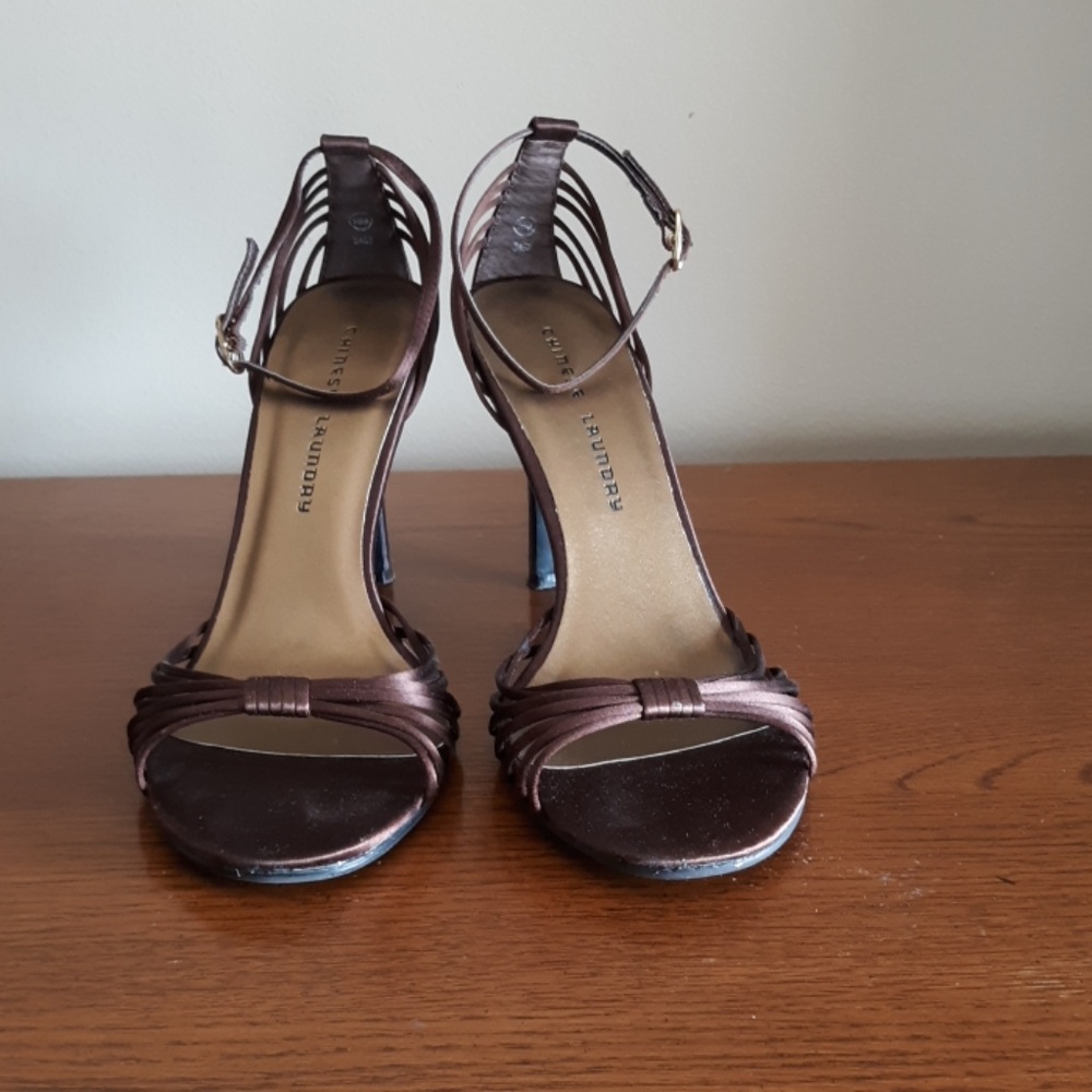 Chinese Laundry Brown Satiny Strappy Heels